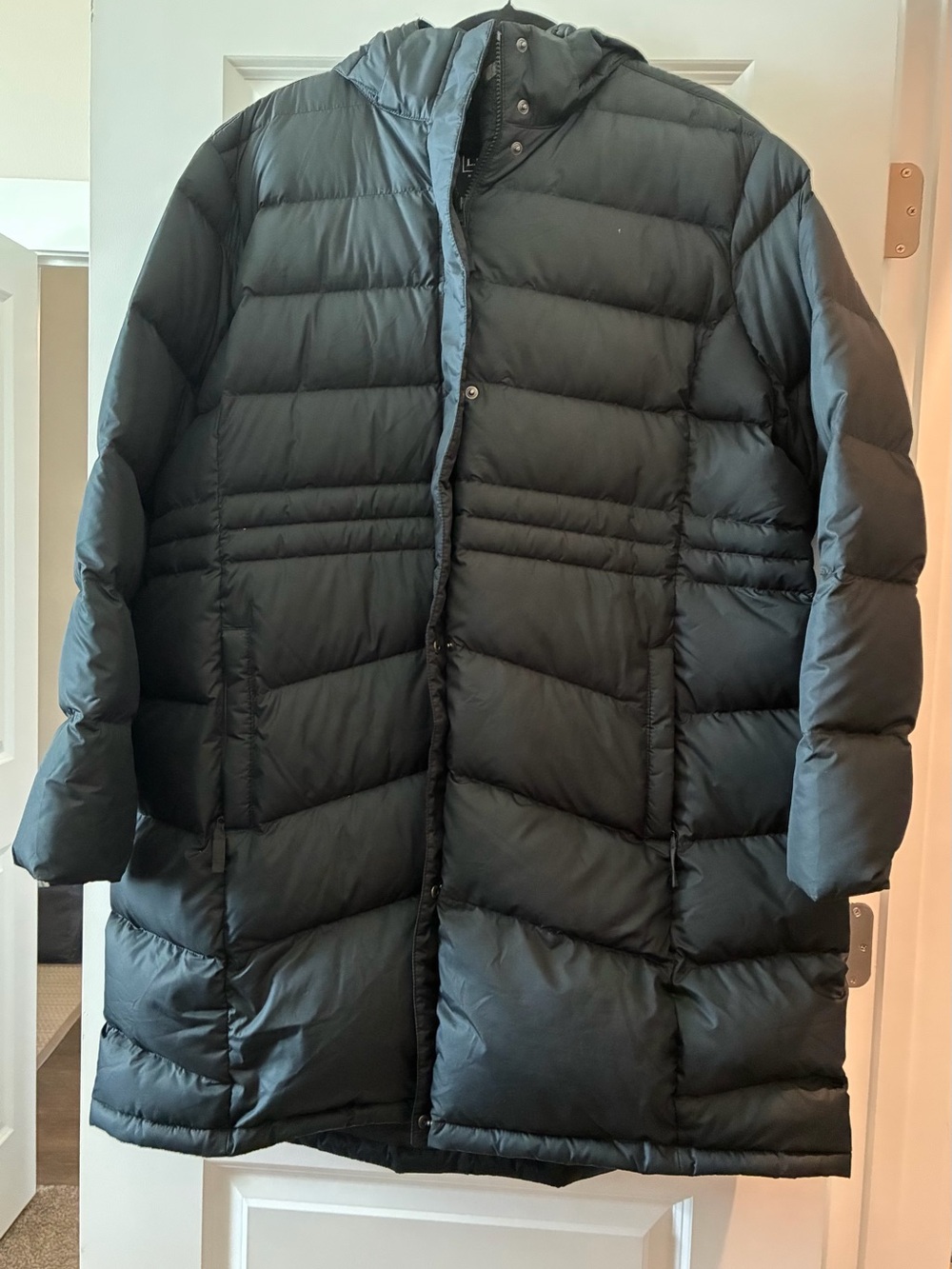 L.L. Bean Women's Black Long Puffer Coat with Hood